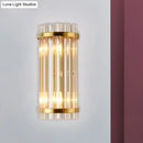 Modern gold wall lamp with crystal rod shade bedroom sconce