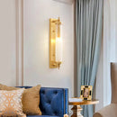 Modern gold wall light fixture with frosted glass for living room