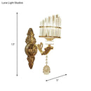 Modern gold wall mount light arc sconce with crystal for bedroom
