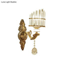Modern gold wall mount light arc sconce with crystal for bedroom