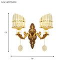 Modern gold wall mount light arc sconce with crystal for bedroom