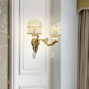 Modern gold wall mount light arc sconce with crystal for bedroom
