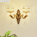 Modern gold wall mount light arc sconce with crystal for bedroom
