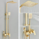 Modern gold wall mounted rain shower system kit bathroom 4-way mixer