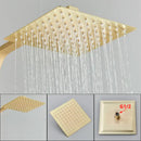 Modern gold wall mounted rain shower system kit bathroom 4-way mixer