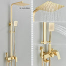 Modern gold wall mounted rain shower system kit bathroom 4-way mixer