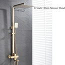Modern gold wall mounted rain shower system kit bathroom 4-way mixer