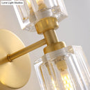 DecorBites™ Modern Gold Wall Sconce Lamp with Clear Crystal, 2 Bulbs - Tapered Living Room Lighting