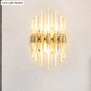 Modern gold wall sconce with clear crystal – living room light