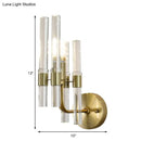 Modern gold wall sconce with clear crystal pipe for hallway