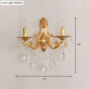 Modern gold wall sconce with crystal drops bedroom candelabra