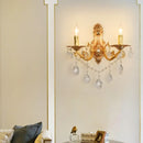 Modern gold wall sconce with crystal drops bedroom candelabra