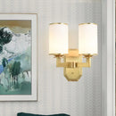 DecorBites™ Gold Metal Wall Mount Light Fixture with Opal Glass Shade - 2 Head Modern Armed Sconce