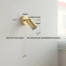 Modern gold walnut wall sconce with pull chain switch bedroom light