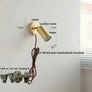 Modern gold walnut wall sconce with pull chain switch bedroom light