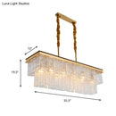 DecorBites™ Gold 6-Head Water Crystal Pendant Light: Modern Rectangular Island Ceiling Fixture