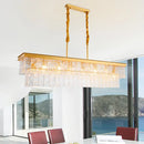DecorBites™ Gold 6-Head Water Crystal Pendant Light: Modern Rectangular Island Ceiling Fixture