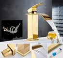 Modern gold waterfall basin faucet bathroom sink mixer tap