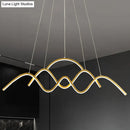 Modern gold wave led island light fixture dining room