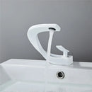 Modern gold & white bathroom basin faucet with curved spout