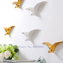Modern gold & white ceramic bird pendant wall decor living room