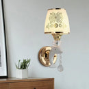 Modern gold & white dolphin wall sconce bedroom opal glass shade