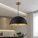Modern gold & white half nest pendant lamp dining room concrete dome