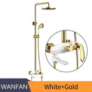Modern gold & white shower head faucet set bathroom system