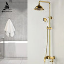 Modern gold & white shower head faucet set bathroom system