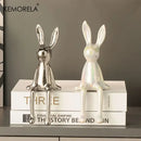 Modern gold white & silver sitting rabbit ornament living room decor