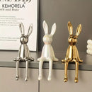 Modern gold white & silver sitting rabbit ornament living room decor