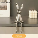 Modern gold white & silver sitting rabbit ornament living room decor