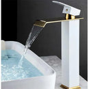 Modern gold & white waterfall basin faucet bathroom sink tap