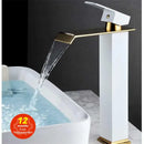 Modern gold & white waterfall basin faucet bathroom sink tap