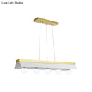 Modern gold & wood pendant light with black & white shade dining room