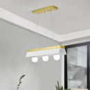 Modern gold & wood pendant light with black & white shade dining room