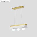 Modern gold & wood pendant light with black & white shade dining room