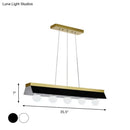 Modern gold & wood pendant light with black & white shade dining room