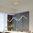 Modern gold zigzag pendant lighting fixture for dining room