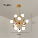 Modern golden acrylic molecule chandelier kitchen glass globe light
