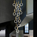 Modern golden acrylic round led chandelier for living room
