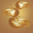 Modern golden bamboo wave shade pendant lamp dining room