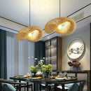 Modern golden bamboo woven chandelier tea room pendant light