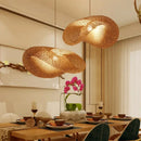 Modern golden bamboo woven chandelier tea room pendant light