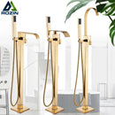 Modern golden bathtub shower faucet waterfall tap with handheld shower