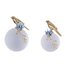 Modern golden bird brass sculpture living room decor with blue crystal