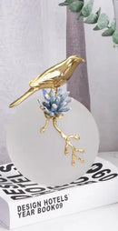 Modern golden bird brass sculpture living room decor with blue crystal