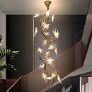 Modern golden bird crystal glass branch chandelier living room