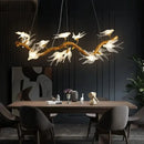 Modern golden bird crystal glass branch chandelier living room