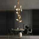 Modern golden bird crystal glass branch chandelier living room